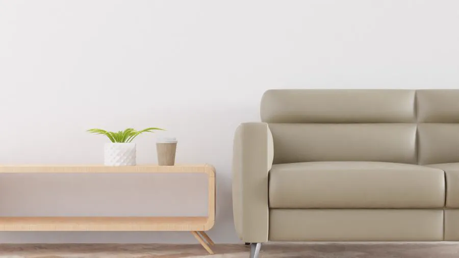 Tidy modern living room with clean surfaces and styled decor